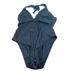 3/$20 CUPSHE Women's Black Ribbed & Ruched One-piece